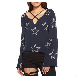 Chaser Starry Nights Long Sleeve Open Back Top